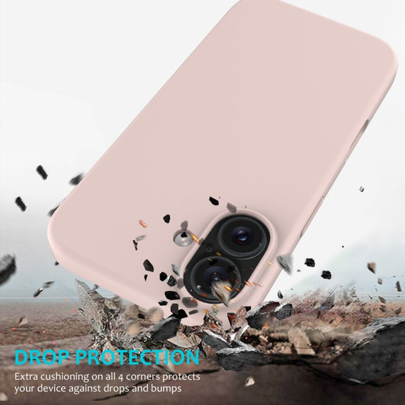 For iPhone 16 Solid Color Silicone Phone Case(Sand Pink)