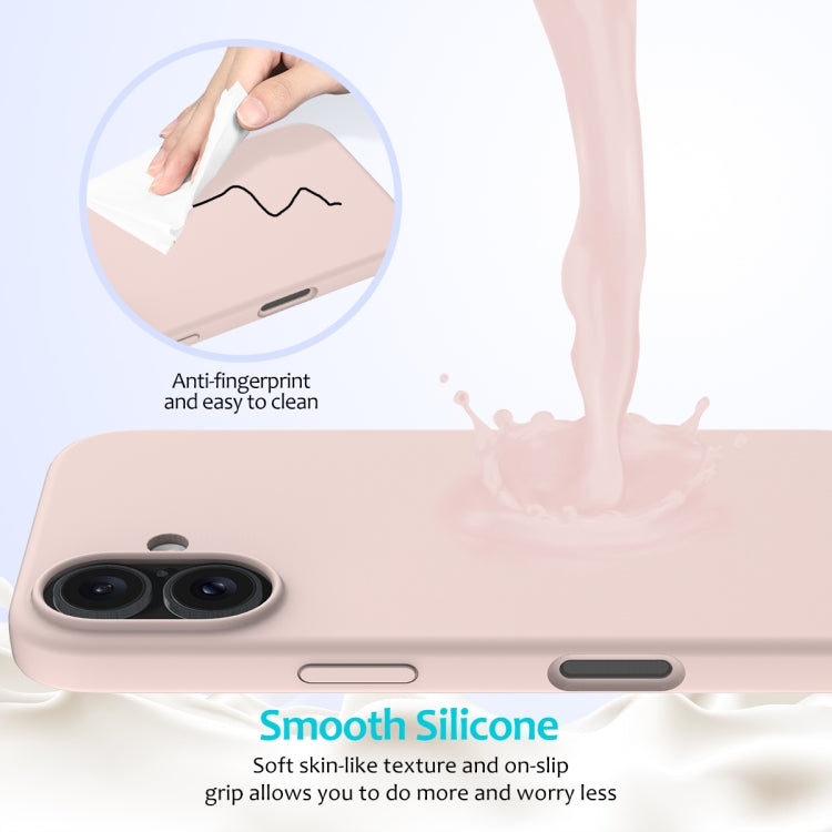 For iPhone 16 Solid Color Silicone Phone Case(Sand Pink)