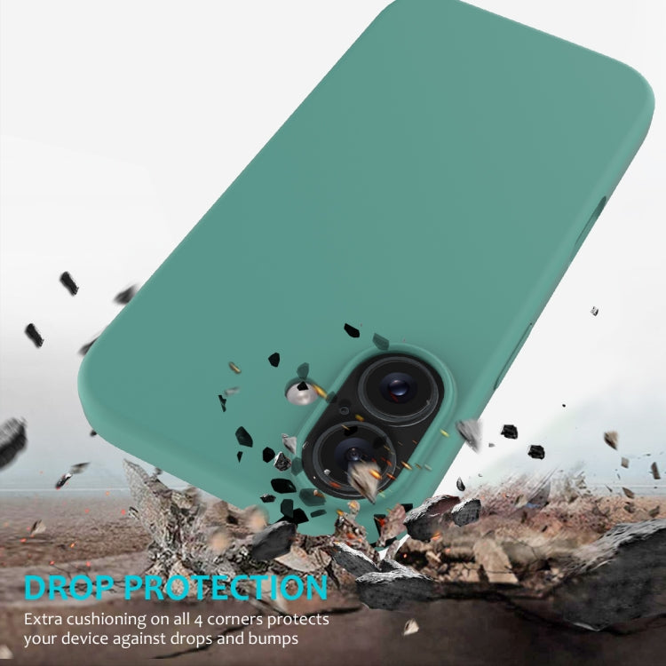 For iPhone 16 Solid Color Silicone Phone Case(Pine Needle Green)