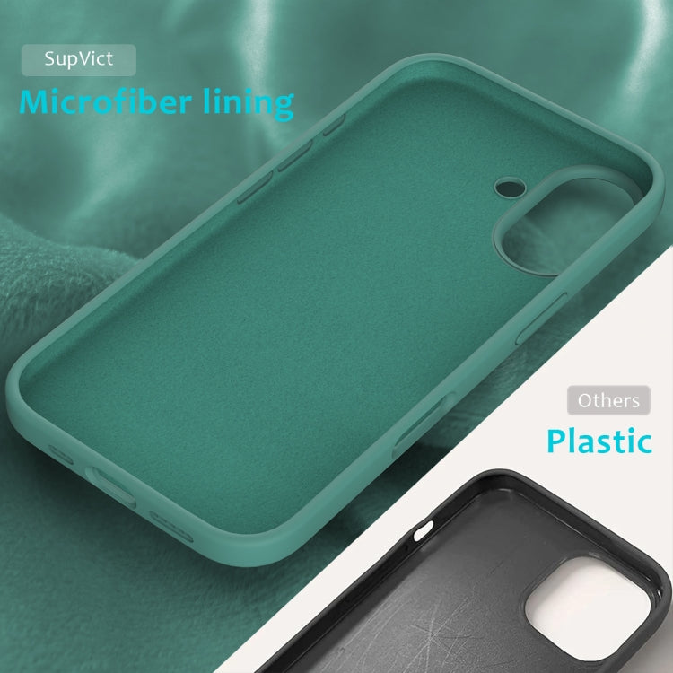 For iPhone 16 Solid Color Silicone Phone Case(Pine Needle Green)