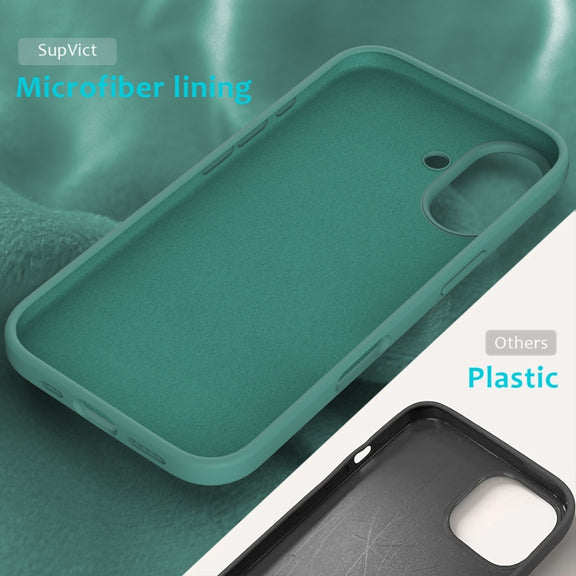 For iPhone 16 Solid Color Silicone Phone Case(Pine Needle Green)