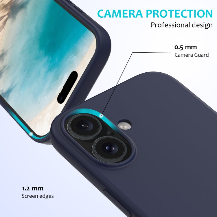 For iPhone 16 Solid Color Silicone Phone Case(Midnight Blue)