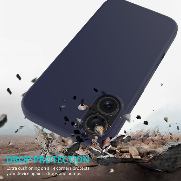 For iPhone 16 Solid Color Silicone Phone Case(Midnight Blue)