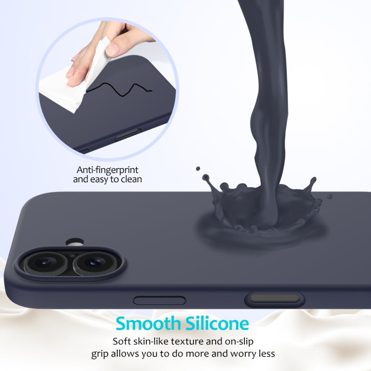 For iPhone 16 Solid Color Silicone Phone Case(Midnight Blue)