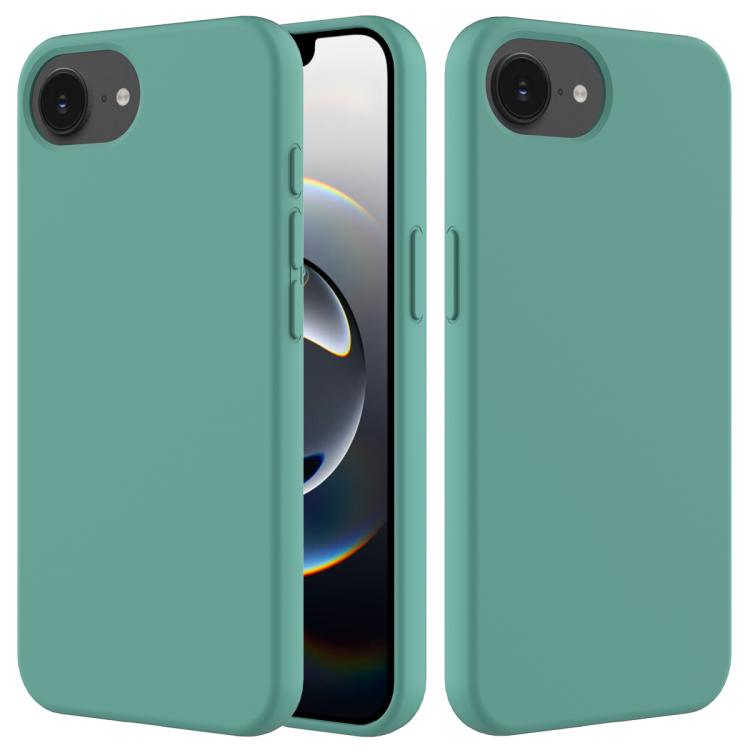 For iPhone 16e Solid Color Silicone Phone Case(Pine Needle Green)