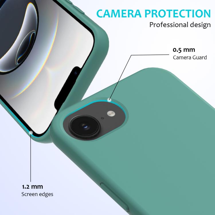 For iPhone 16e Solid Color Silicone Phone Case(Pine Needle Green)