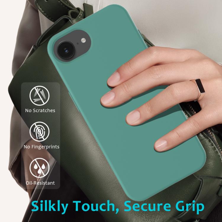 For iPhone 16e Solid Color Silicone Phone Case(Pine Needle Green)