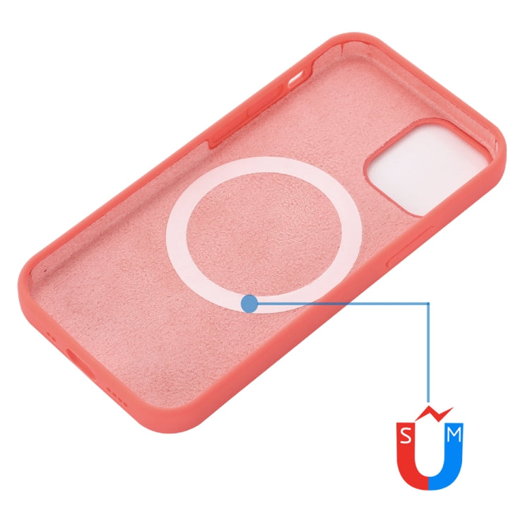 For iPhone 15 Shockproof Silicone Magsafe Phone Case(Pink Orange)