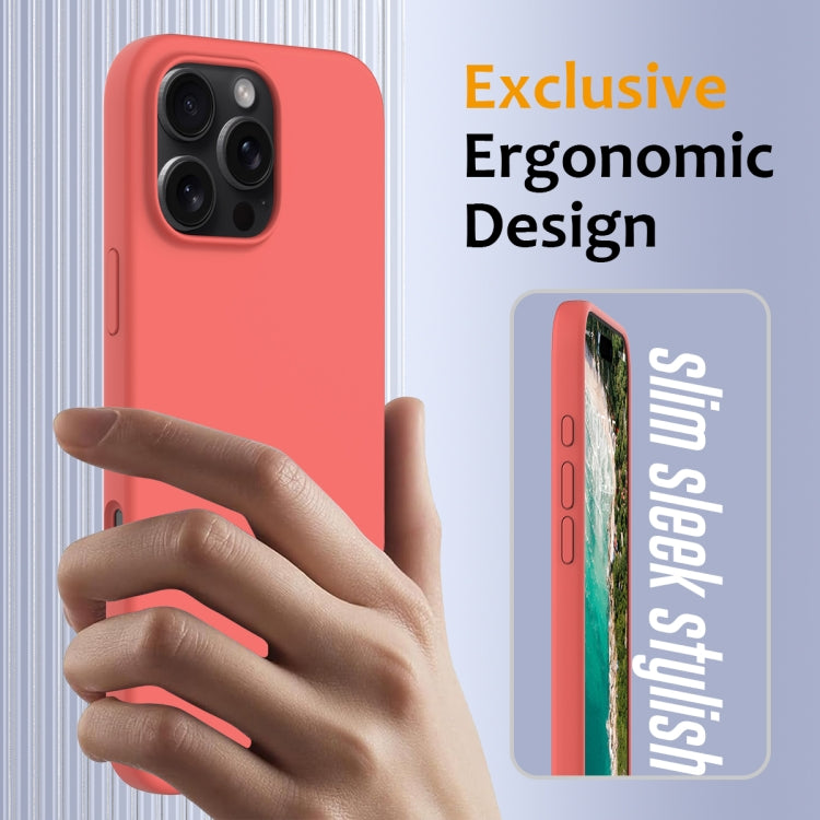 For iPhone 16 Pro Max Shockproof Silicone Magsafe Phone Case(Pink Orange)