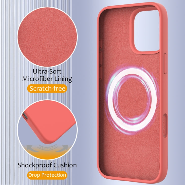 For iPhone 16 Pro Max Shockproof Silicone Magsafe Phone Case(Pink Orange)