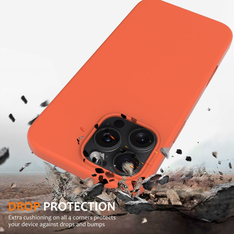 For iPhone 16 Pro Max Shockproof Silicone Magsafe Phone Case(Gold Orange)