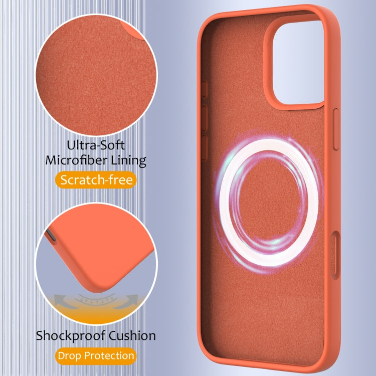 For iPhone 16 Pro Max Shockproof Silicone Magsafe Phone Case(Gold Orange)