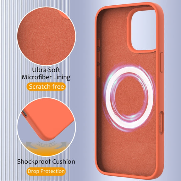 For iPhone 16 Pro Max Shockproof Silicone Magsafe Phone Case(Gold Orange)