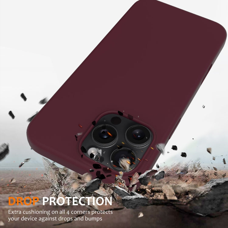 For iPhone 16 Pro Max Shockproof Silicone Magsafe Phone Case(Plum Color)