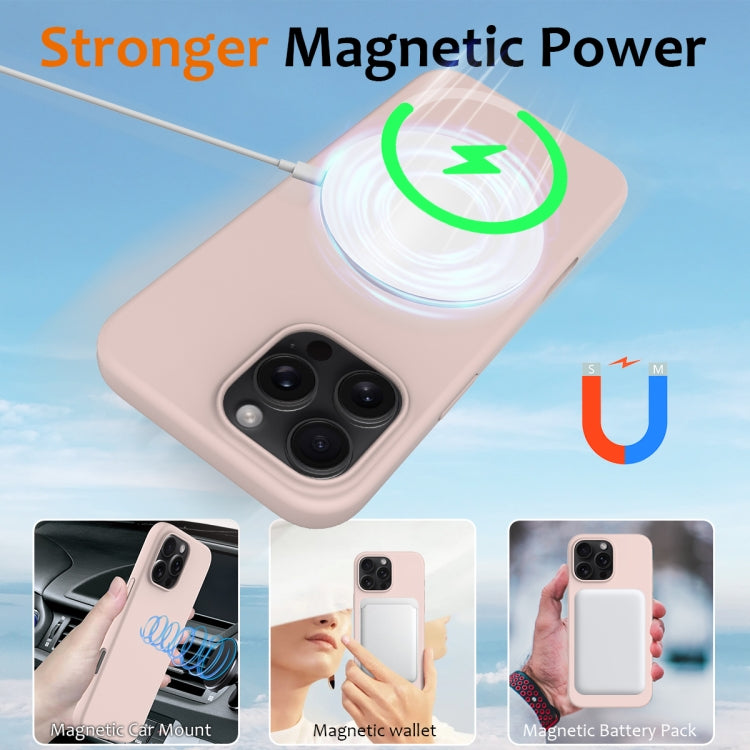 For iPhone 16 Pro Max Shockproof Silicone Magsafe Phone Case(Sand Pink)