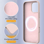 For iPhone 16 Pro Max Shockproof Silicone Magsafe Phone Case(Sand Pink)