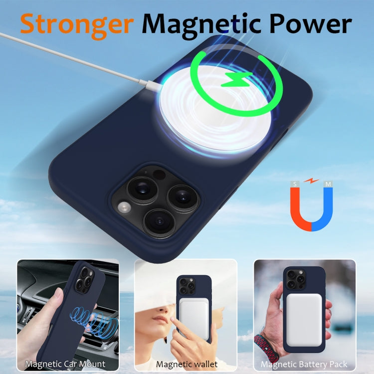 For iPhone 16 Pro Max Shockproof Silicone Magsafe Phone Case(Navy Blue)