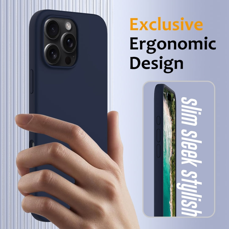 For iPhone 16 Pro Max Shockproof Silicone Magsafe Phone Case(Navy Blue)