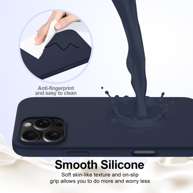 For iPhone 16 Pro Max Shockproof Silicone Magsafe Phone Case(Navy Blue)