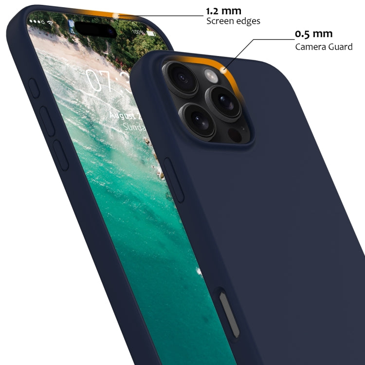 For iPhone 16 Pro Max Shockproof Silicone Magsafe Phone Case(Navy Blue)
