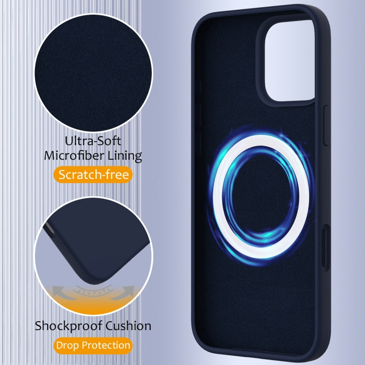 For iPhone 16 Pro Max Shockproof Silicone Magsafe Phone Case(Navy Blue)