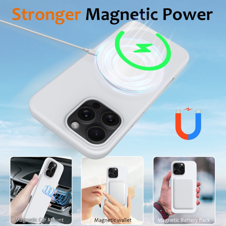 For iPhone 16 Pro Shockproof Silicone Magsafe Phone Case(White)
