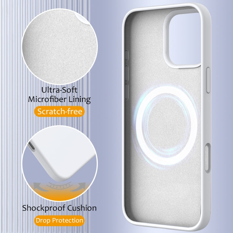For iPhone 16 Pro Shockproof Silicone Magsafe Phone Case(White)