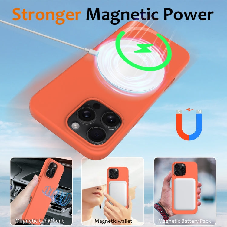 For iPhone 16 Pro Shockproof Silicone Magsafe Phone Case(Gold Orange)