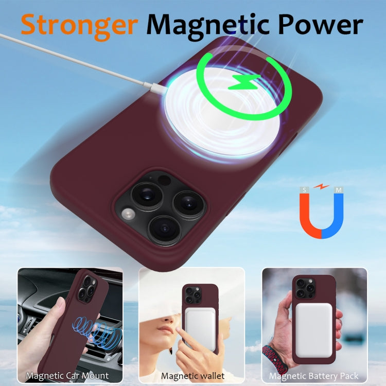 For iPhone 16 Pro Shockproof Silicone Magsafe Phone Case(Plum Color)