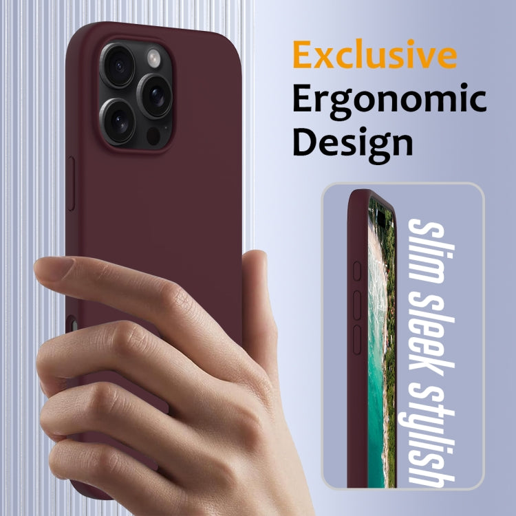 For iPhone 16 Pro Shockproof Silicone Magsafe Phone Case(Plum Color)