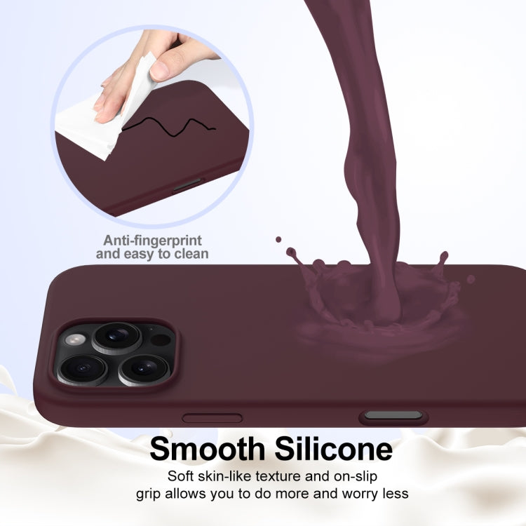 For iPhone 16 Pro Shockproof Silicone Magsafe Phone Case(Plum Color)