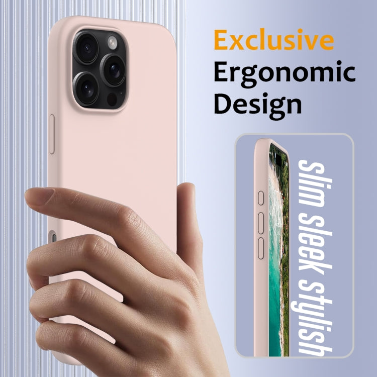 For iPhone 16 Pro Shockproof Silicone Magsafe Phone Case(Sand Pink)