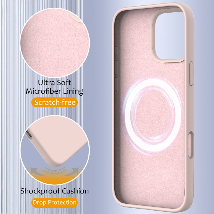 For iPhone 16 Pro Shockproof Silicone Magsafe Phone Case(Sand Pink)