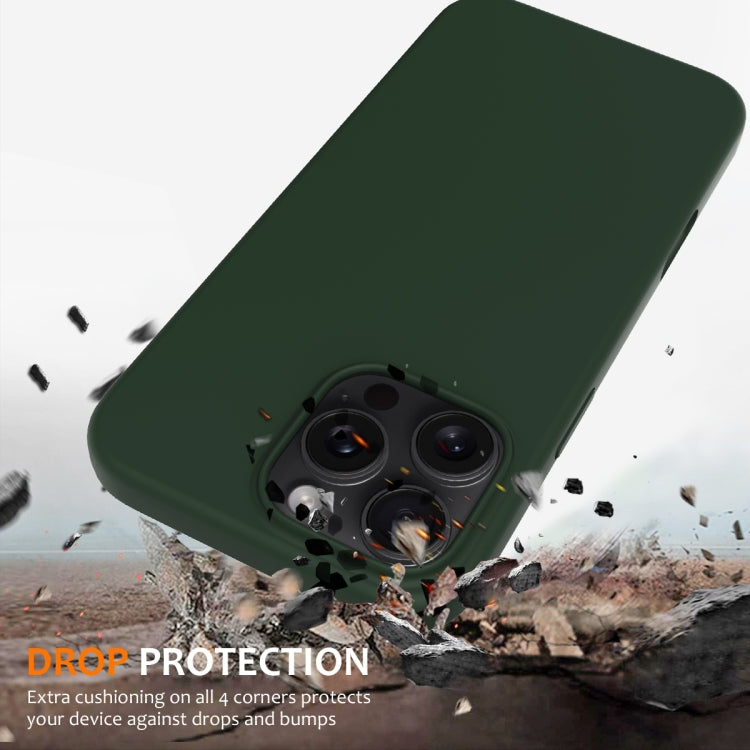 For iPhone 16 Pro Shockproof Silicone Magsafe Phone Case(Dark Green)