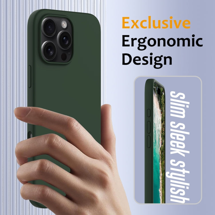 For iPhone 16 Pro Shockproof Silicone Magsafe Phone Case(Dark Green)