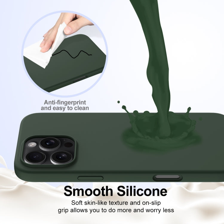 For iPhone 16 Pro Shockproof Silicone Magsafe Phone Case(Dark Green)