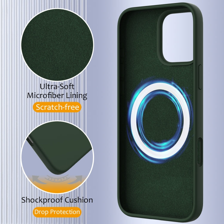 For iPhone 16 Pro Shockproof Silicone Magsafe Phone Case(Dark Green)