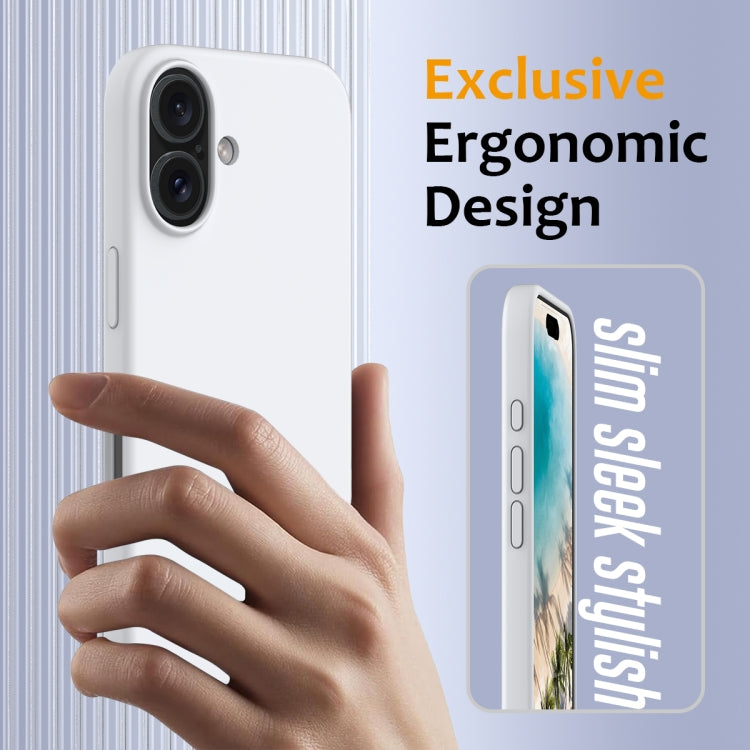 For iPhone 16 Plus Shockproof Silicone Magsafe Phone Case(White)
