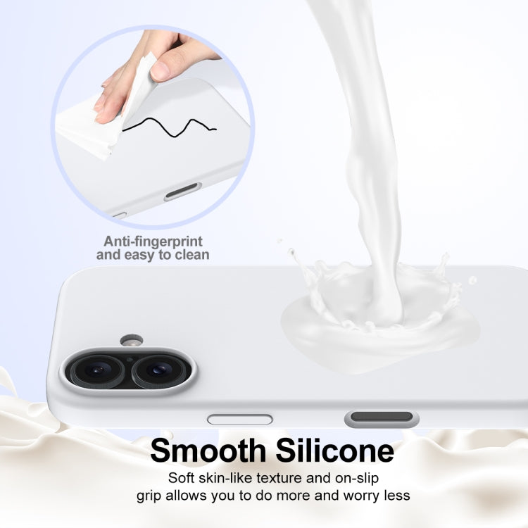 For iPhone 16 Plus Shockproof Silicone Magsafe Phone Case(White)