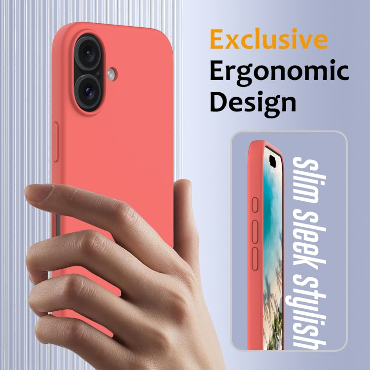 For iPhone 16 Plus Shockproof Silicone Magsafe Phone Case(Pink Orange)