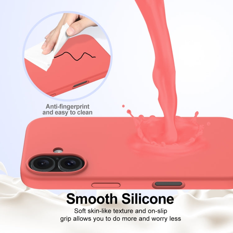 For iPhone 16 Plus Shockproof Silicone Magsafe Phone Case(Pink Orange)