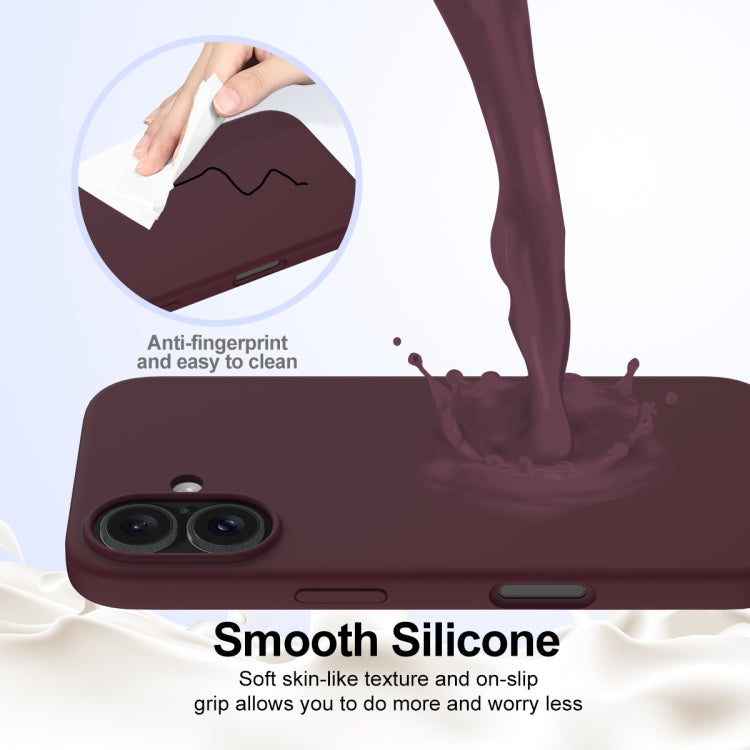 For iPhone 16 Plus Shockproof Silicone Magsafe Phone Case(Plum Color)