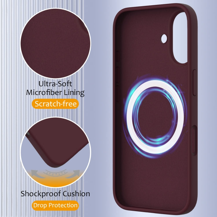 For iPhone 16 Plus Shockproof Silicone Magsafe Phone Case(Plum Color)
