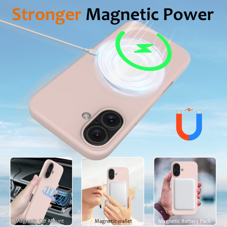 For iPhone 16 Plus Shockproof Silicone Magsafe Phone Case(Sand Pink)