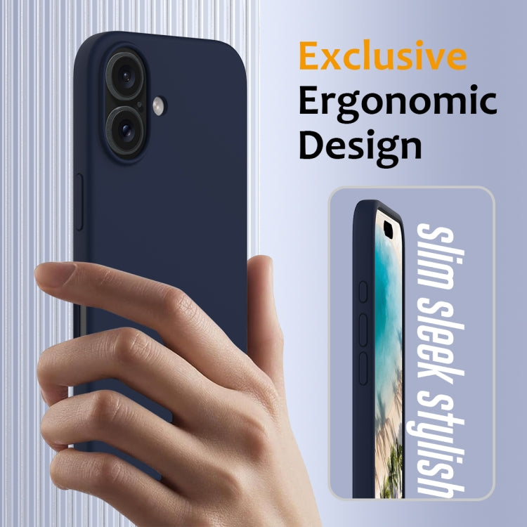 For iPhone 16 Plus Shockproof Silicone Magsafe Phone Case(Navy Blue)