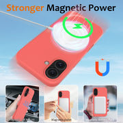 For iPhone 16 Shockproof Silicone Magsafe Phone Case(Pink Orange)