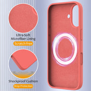 For iPhone 16 Shockproof Silicone Magsafe Phone Case(Pink Orange)