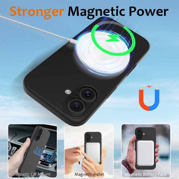 For iPhone 16 Shockproof Silicone Magsafe Phone Case(Black)