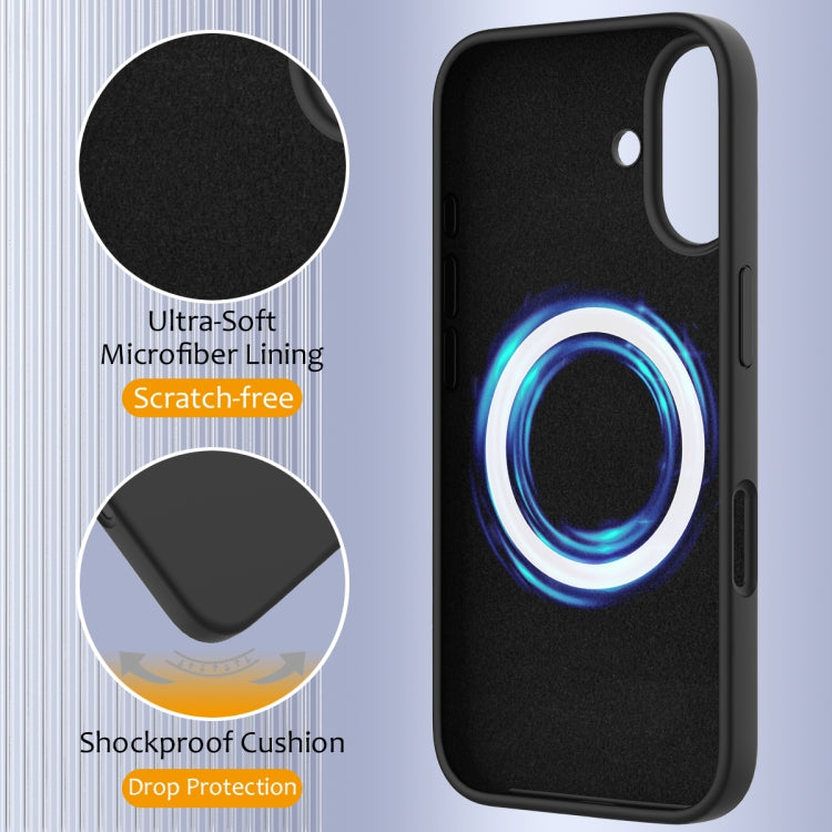 For iPhone 16 Shockproof Silicone Magsafe Phone Case(Black)