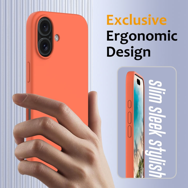 For iPhone 16 Shockproof Silicone Magsafe Phone Case(Gold Orange)